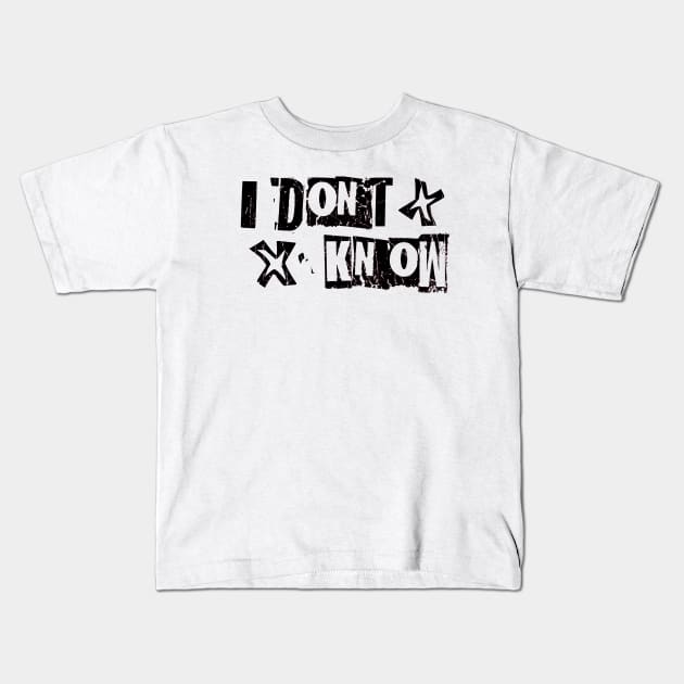 I Dont Know Punk Style Kids T-Shirt by Space Monkeys NFT